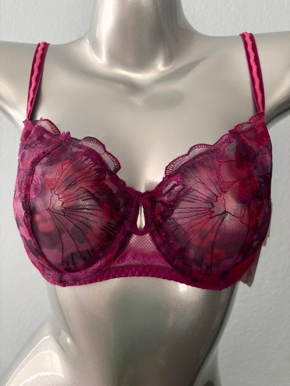 Chantelle Lily Half Cup Bra Fuchsia Unlined Underwire C22WM5 Nwt